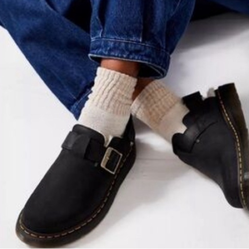 Dr. Martens Jorge II Faux Fur Lined Slingback Mules Clogs Black 9 NWT